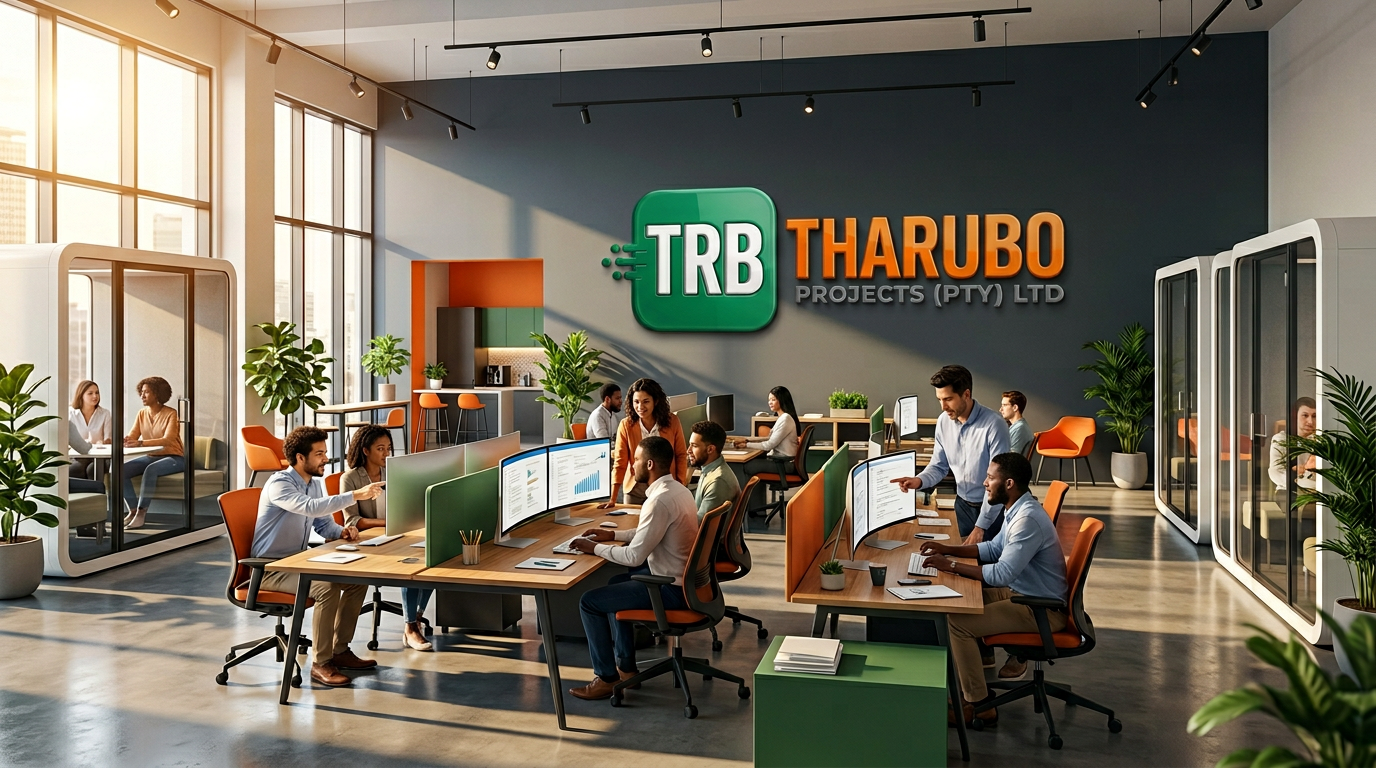 Tharubo branded open-plan office